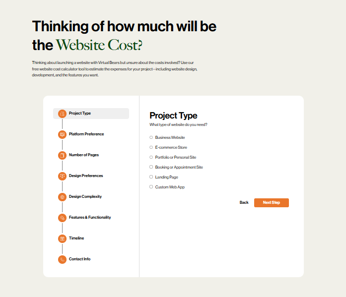 Website Calculator Page